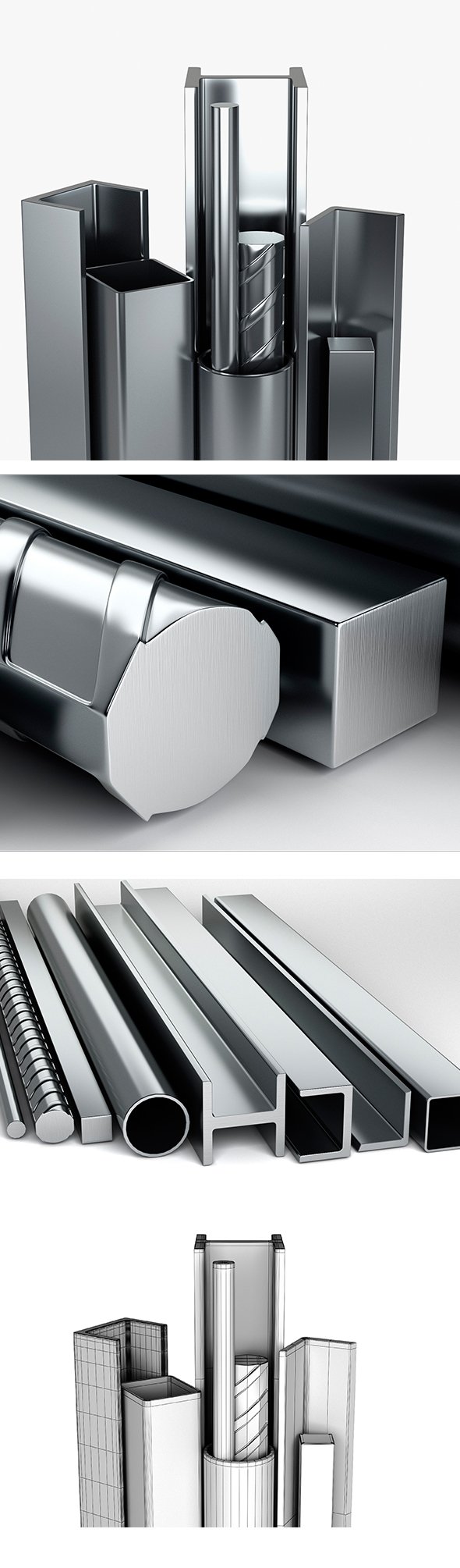 Metal profiles pipes and corners - 3DOcean Item for Sale