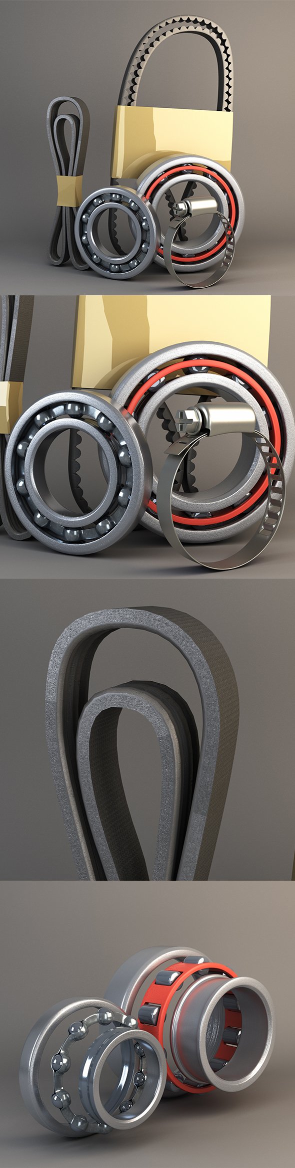 automotive belts and bearings - 3DOcean Item for Sale