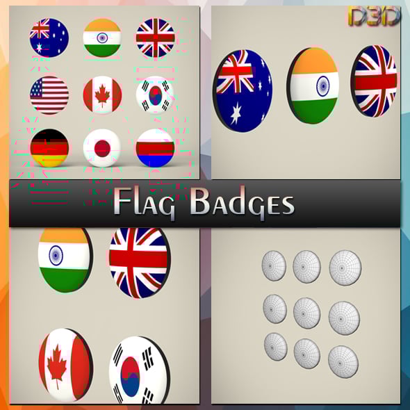 Flag Badges Collections - 3DOcean Item for Sale
