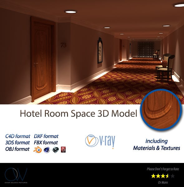 Hotel Room Space 3D Model - 3DOcean Item for Sale