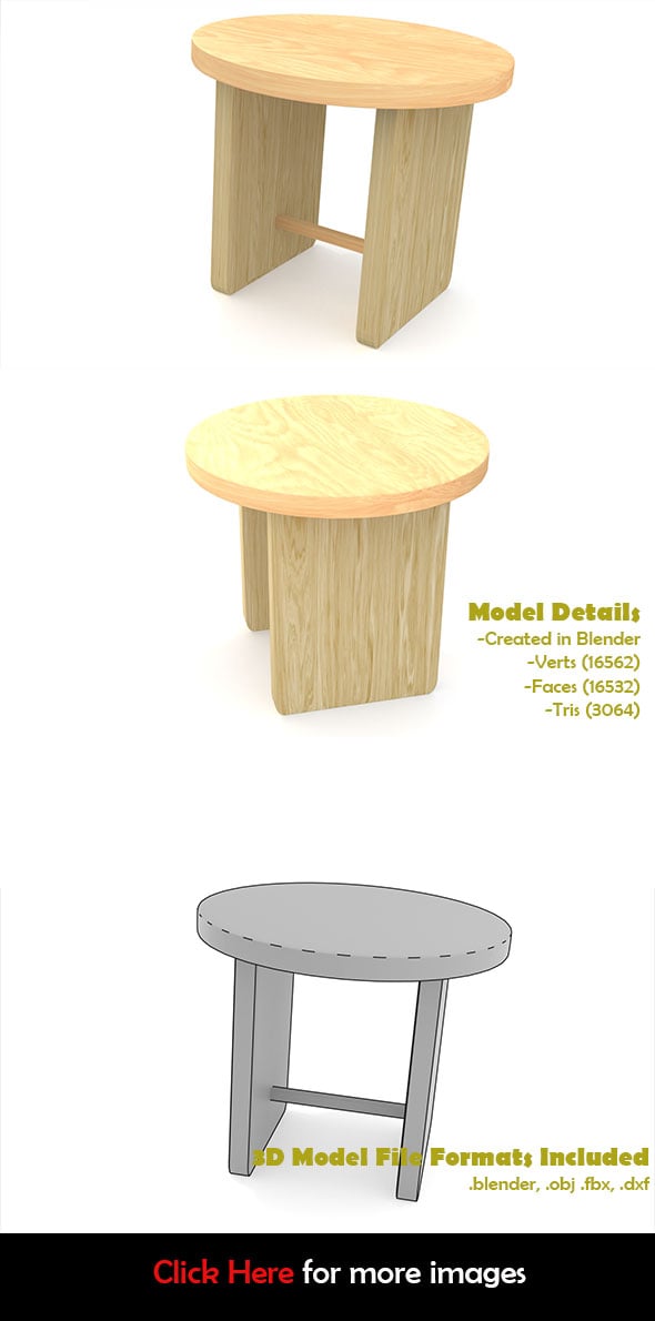 Wooden Stool - 3DOcean Item for Sale