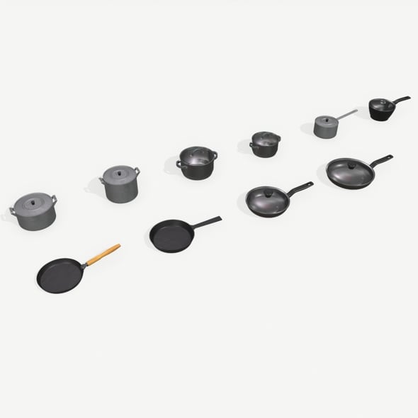 Kitchen Pots and Pans - 3DOcean Item for Sale
