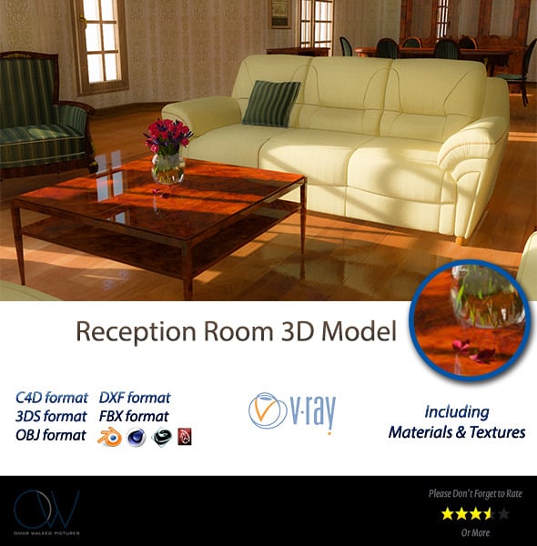 Reception Room 3D Model - 3DOcean Item for Sale