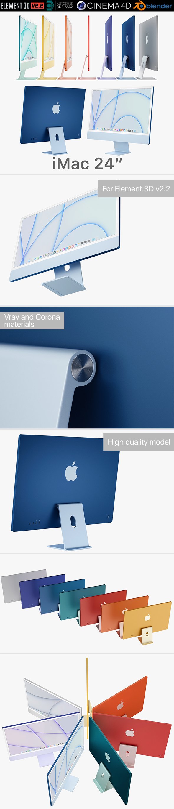 Apple iMac 24-inch 2021 all colors by madMIX_X | 3DOcean