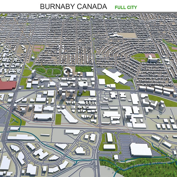 Burnaby city Canada 3d model 20km - 3DOcean Item for Sale