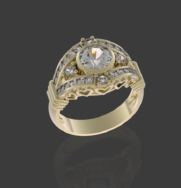 Ring with hearts 3D print model - 3DOcean Item for Sale