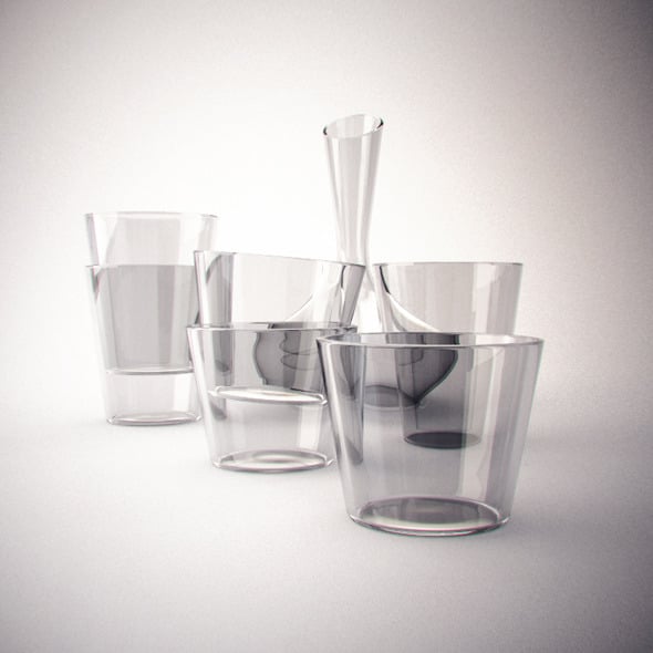Realistic Decanter glass set - 3DOcean Item for Sale