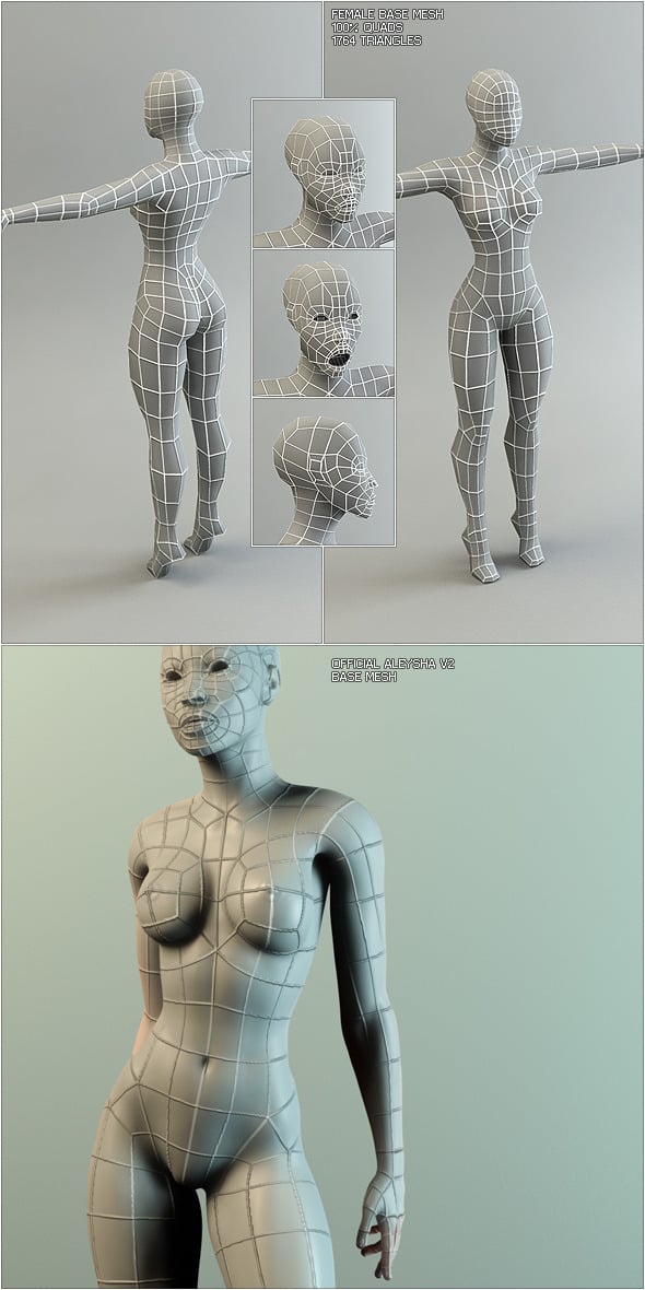 Low Poly Base Mesh Female - 3DOcean Item for Sale
