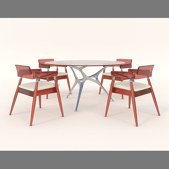 Contemporary Design Table and Chair Set 13 - 3DOcean Item for Sale