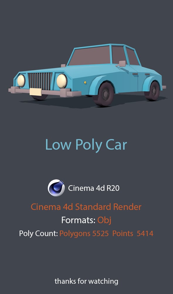 Low Poly Car - 3DOcean Item for Sale