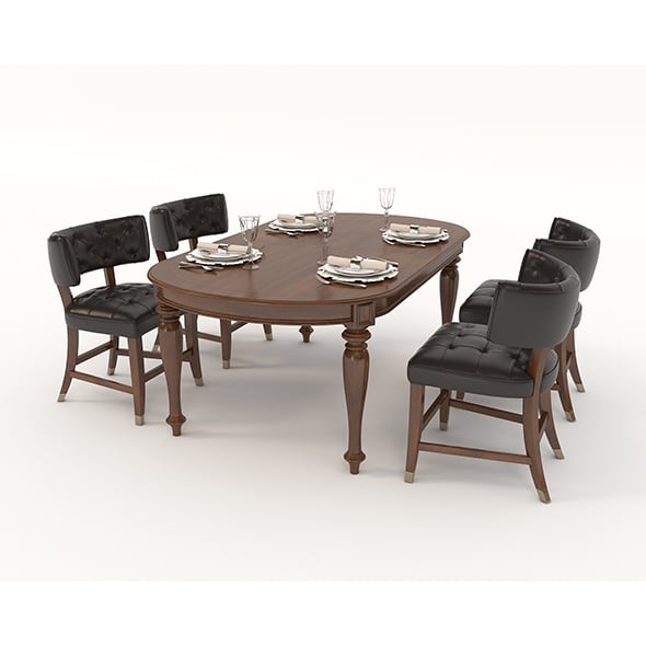 Restaurant Table and Chairs Set - 3DOcean Item for Sale