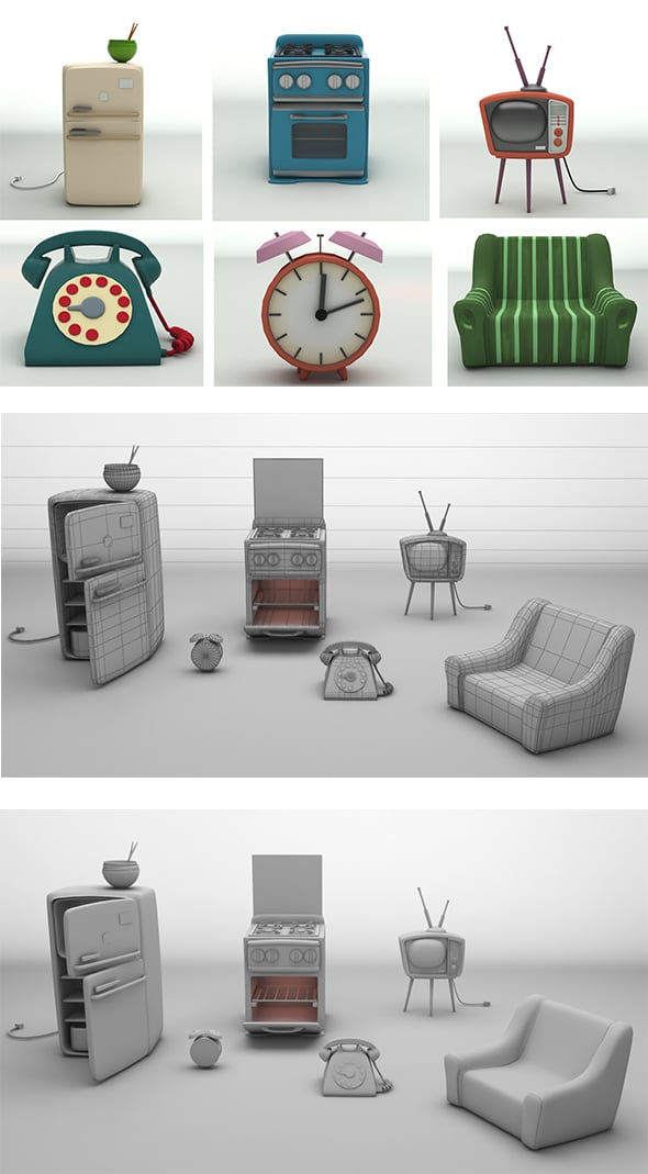 cartoon furniture 3D - 3DOcean Item for Sale