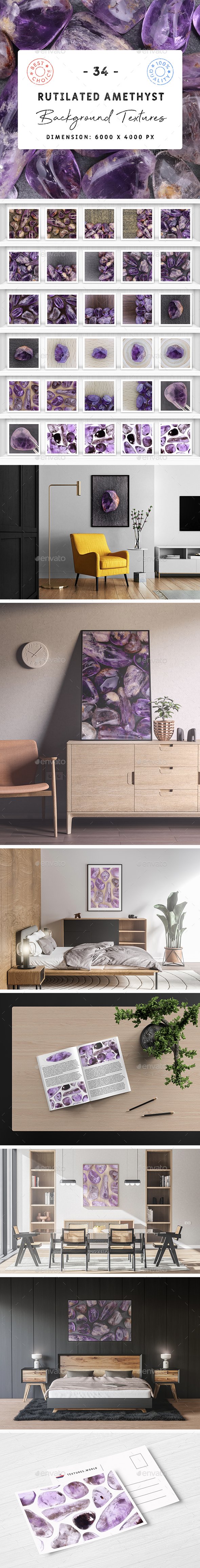 34 Rutilated Amethyst Background Textures - 3DOcean Item for Sale