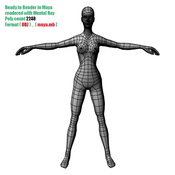 Low Poly Base Mesh Female - 3DOcean Item for Sale