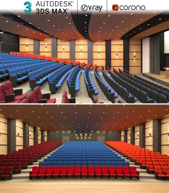 Auditorium Hall Concept 3ds Max Realistic Design - 3DOcean Item for Sale