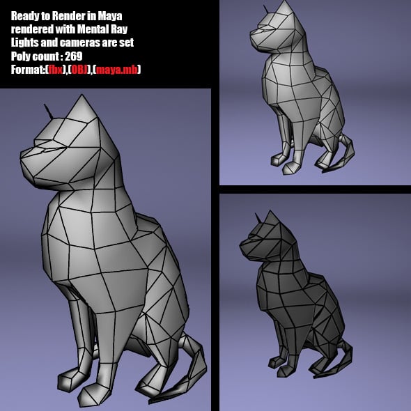 Low Poly Base Mesh Cat - 3DOcean Item for Sale