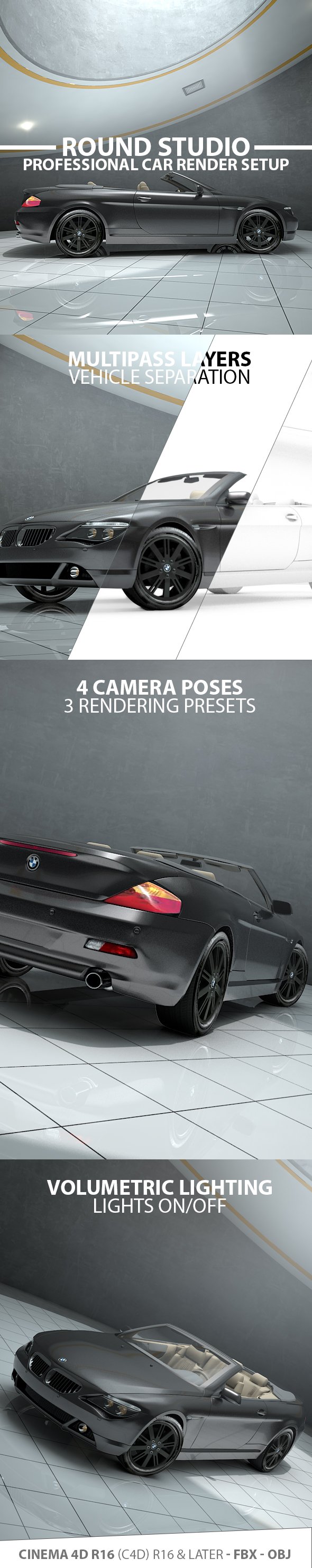 Round Garage Car Render Setup - 3DOcean Item for Sale