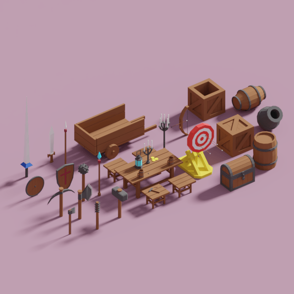 Medieval Props Package - 3DOcean Item for Sale