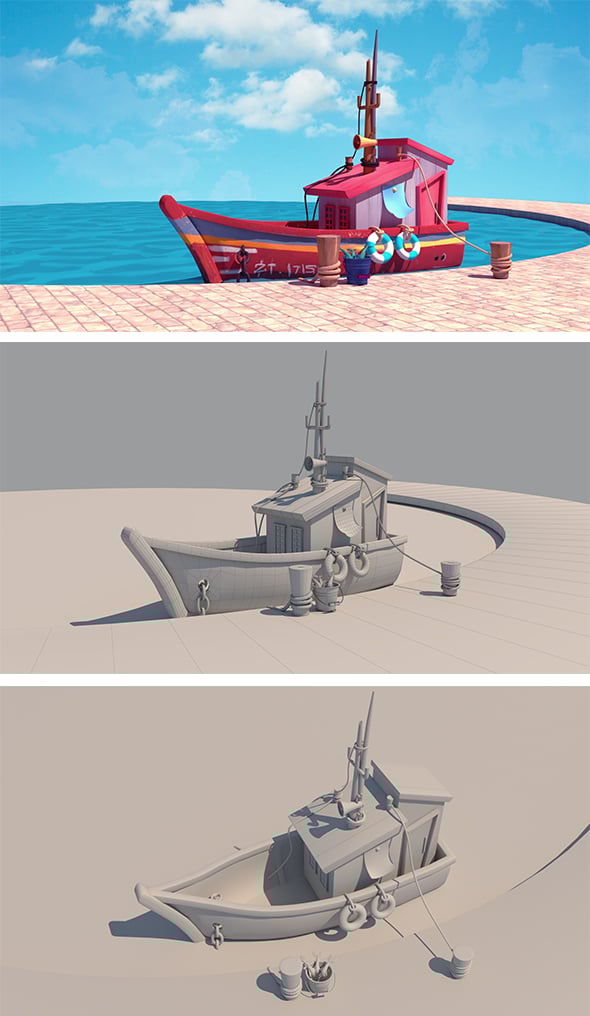 boat stylized 3d - 3DOcean Item for Sale