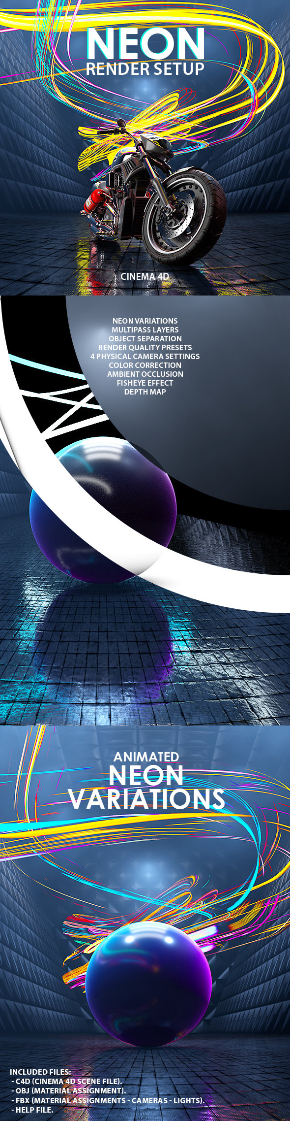 Neon Car Render Setup - 3DOcean Item for Sale