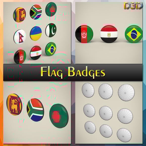 Flag Badges - 3DOcean Item for Sale