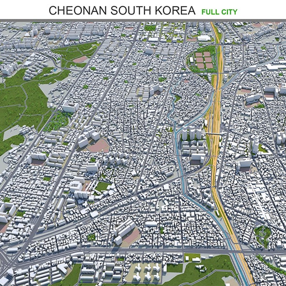 Cheonan city South Korea 3d model 50km - 3DOcean Item for Sale