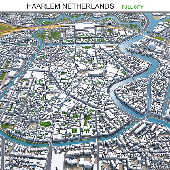 Haarlem city Netherlands 3d model 20km - 3DOcean Item for Sale
