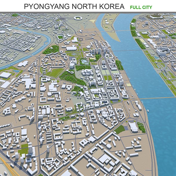 Pyongyang city North Korea 3d model 40km - 3DOcean Item for Sale