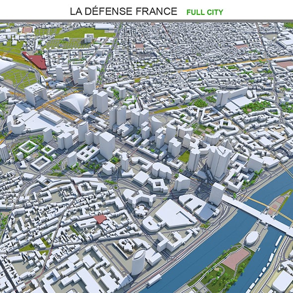 La Defense city France 3d model 10km - 3DOcean Item for Sale