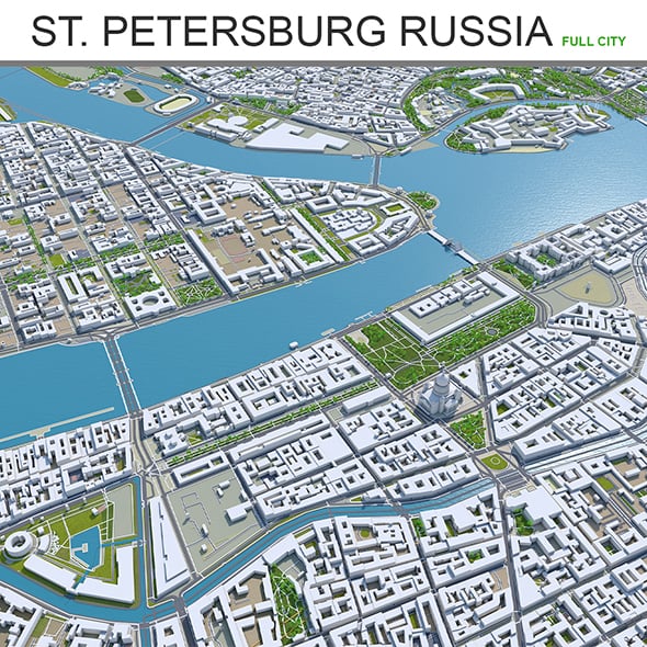 St Petersburg City Russia 3D Model 150km - 3DOcean Item for Sale