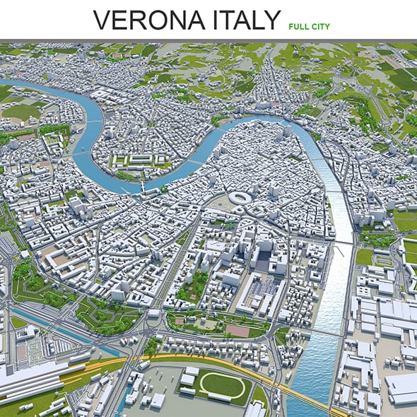 Verona city Italy 3d model 120km - 3DOcean Item for Sale