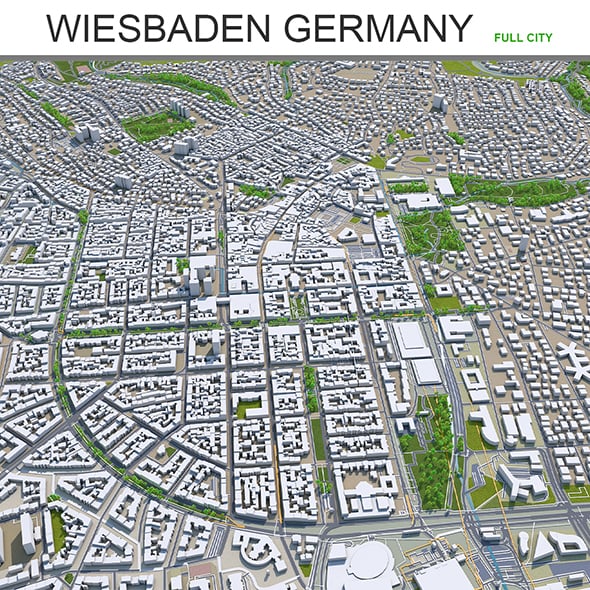 wiesbaden city Germany 3d model 50km - 3DOcean Item for Sale
