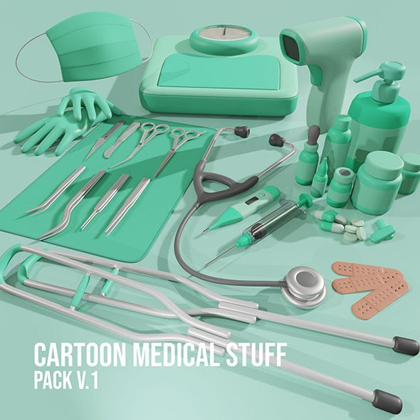 Cartoon Medical Stuff Pack v.1 - 3DOcean Item for Sale