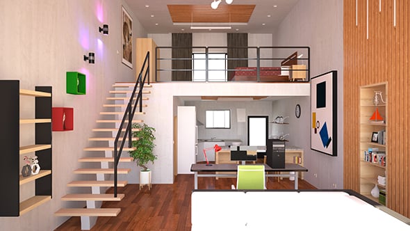 Duplex House Interior - 3DOcean Item for Sale