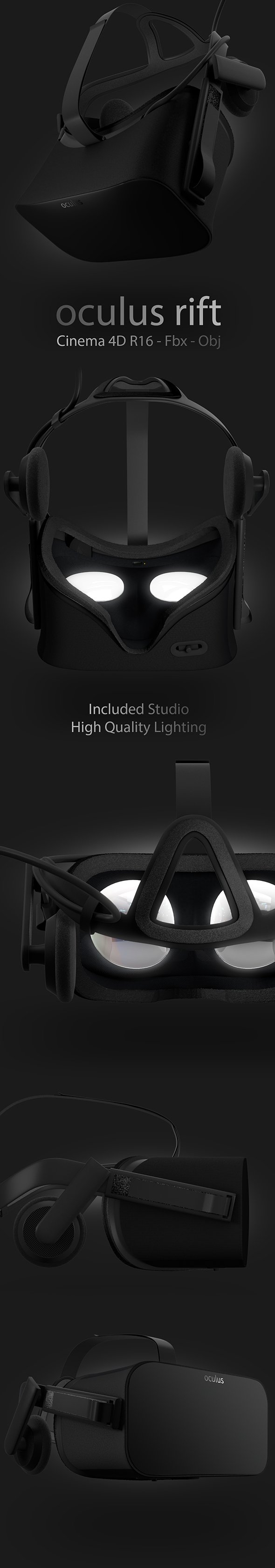 Oculus Rift Virtual Reality Headset 3D Model - 3DOcean Item for Sale