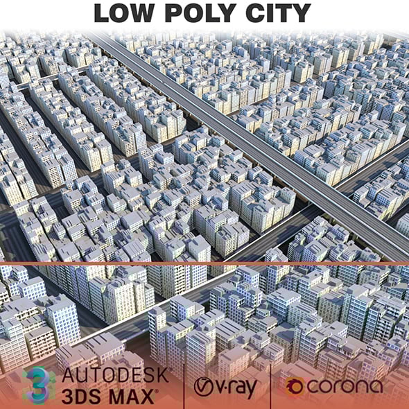 Low-Poly City 3dsMax - 3DOcean Item for Sale