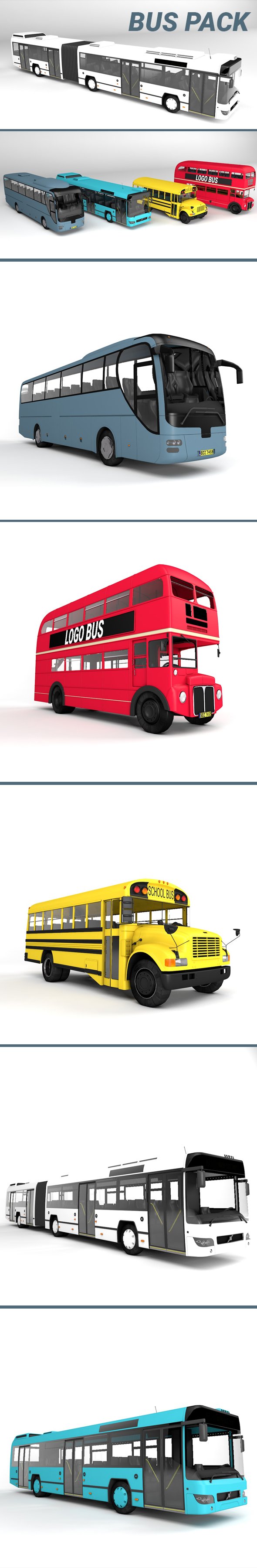 Bus / PACK 5 Bus - 3DOcean Item for Sale