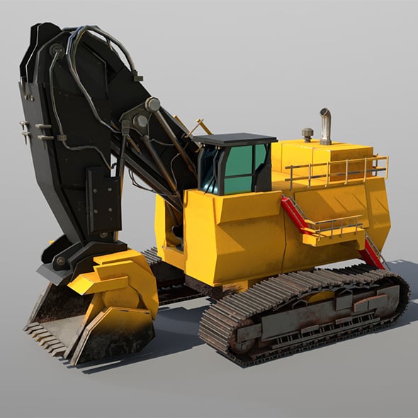 Mining hydraulic shovel 3d model - 3DOcean Item for Sale