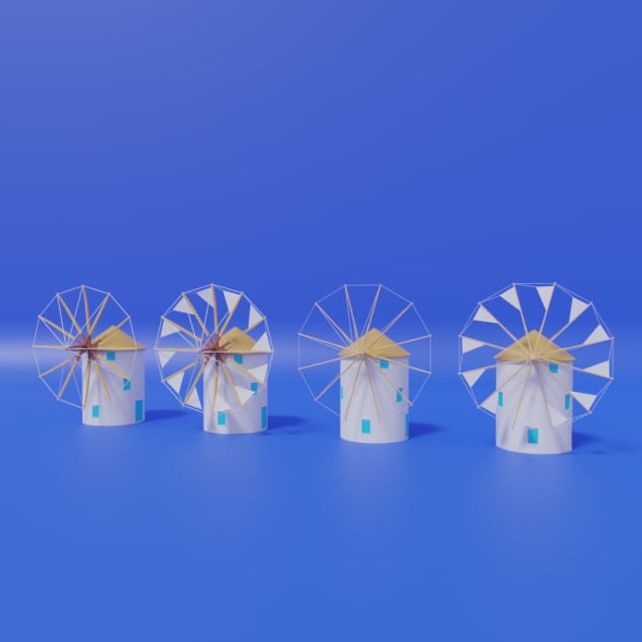 Cartoon Greek Windmill Collection - 3DOcean Item for Sale