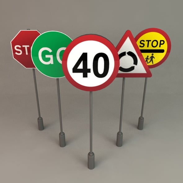 UK Road Signs - 3DOcean Item for Sale