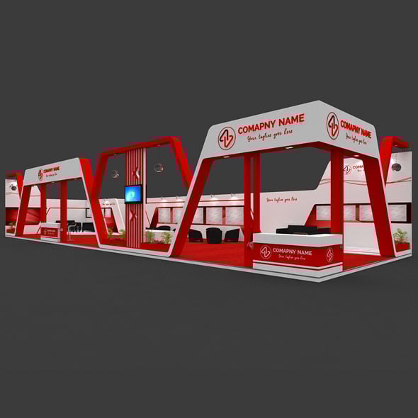 Exhibition Booth 3D Model - 22x7 mtr - 3DOcean Item for Sale