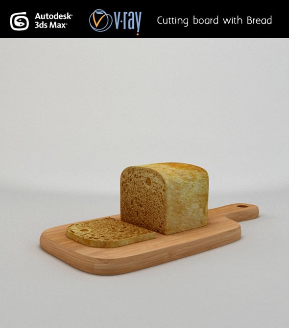 Cutting board with Bread - 3DOcean Item for Sale
