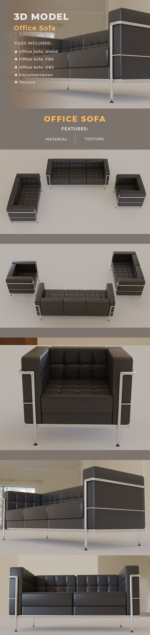 Office Sofa - 3DOcean Item for Sale