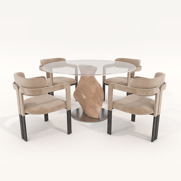Contemporary Design Table and Chair Set 16 - 3DOcean Item for Sale