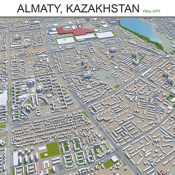 Almaty City Kazakhstan 3D Model 60 km - 3DOcean Item for Sale