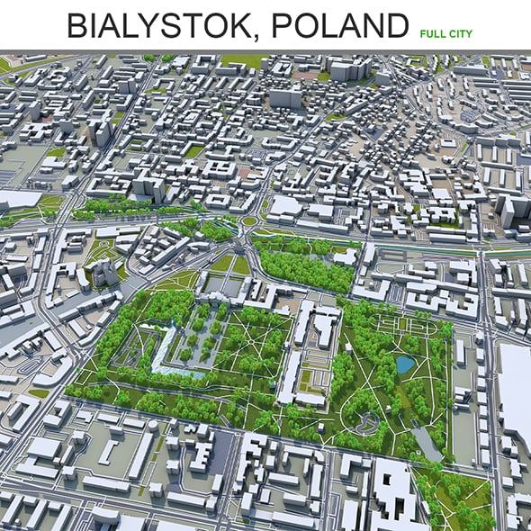 Bialystok city Poland 3d model 60km - 3DOcean Item for Sale