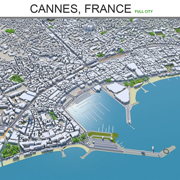 Cannes city France 3d model 30km - 3DOcean Item for Sale