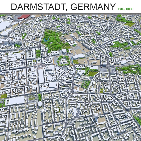 Darmstadt city Germany 3d model 30km - 3DOcean Item for Sale