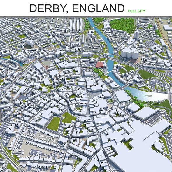 Derby city England 3d model 40km - 3DOcean Item for Sale