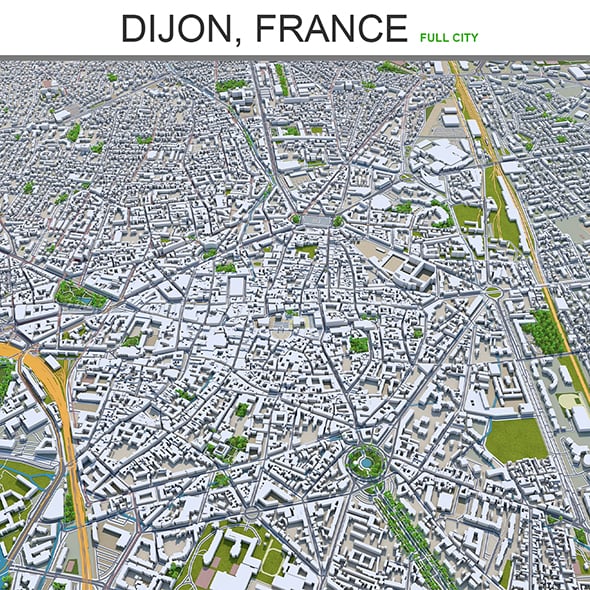 Dijon city France 3d model 30km - 3DOcean Item for Sale